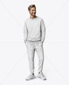 Man Wearing a Sweatshirt and Pants Mockup