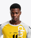 Soccer Player Wearing Raglan Jersey and Shorts Mockup