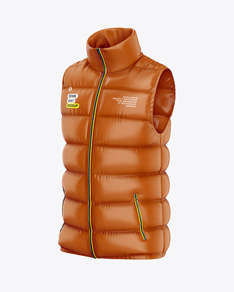 Glossy Down Vest Mockup - Black tracksuit mockup