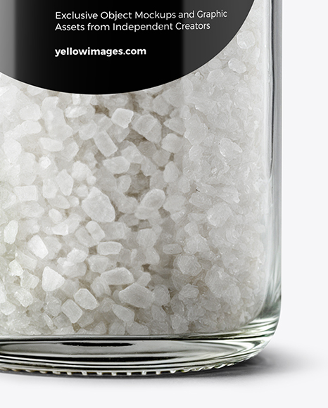 Glass Jar with Coarse Sea Salt Mockup