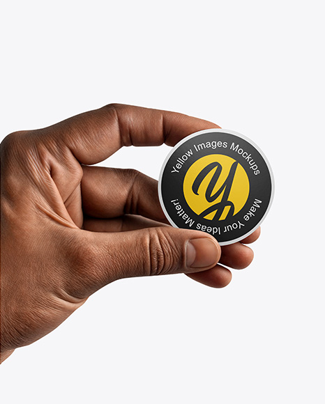 Round Sticker in a Hand Mockup - Visiting card mockup