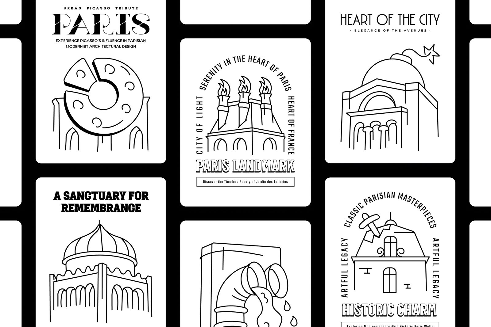 Paris Landmark Icon Set