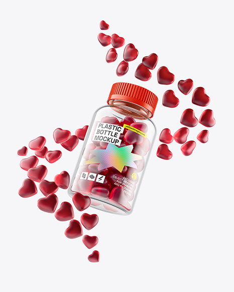 Plastic Bottle with Gummies Mockup