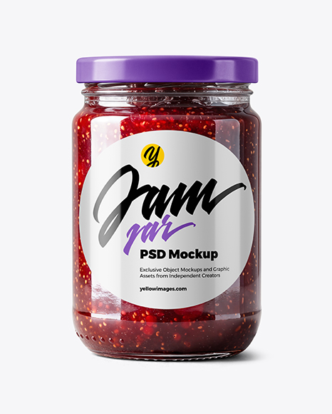 Glass Jar with Mixed Berries Preserves Mockup - Mockup shots