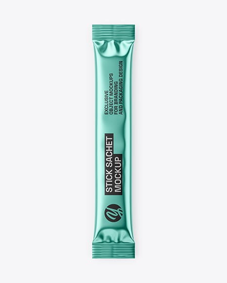 Glossy Metallic Stick Sachet Mockup - Stick pack mockup