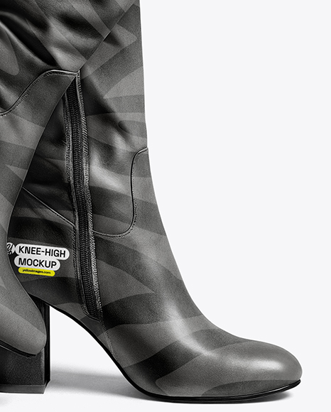 Pair of High-Knee Boots on Women's Legs with Jeans Mockup