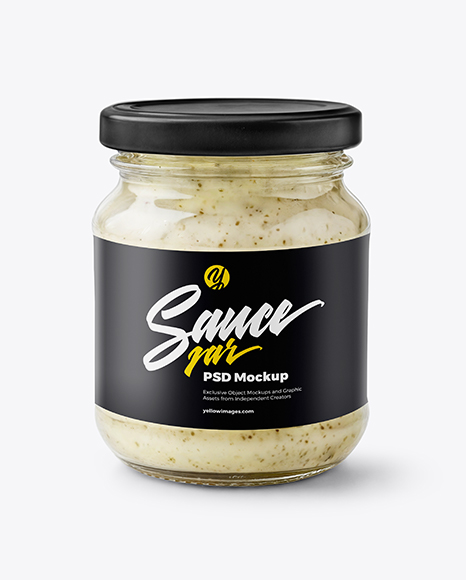 Glass Jar with Horseradish Sauce Mockup - Mockup shots
