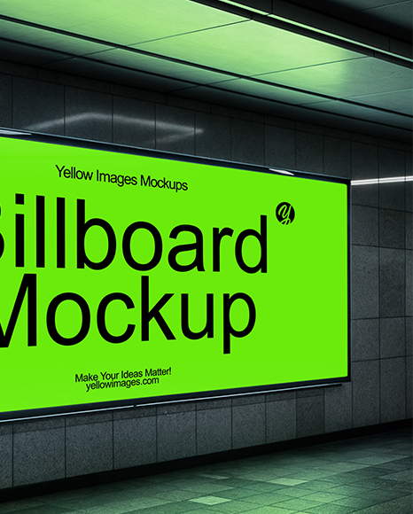 Billboard in Underground Passage Mockup