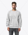 Bearded Man Wearing Raglan Sweatshirt and Jeans Mockup