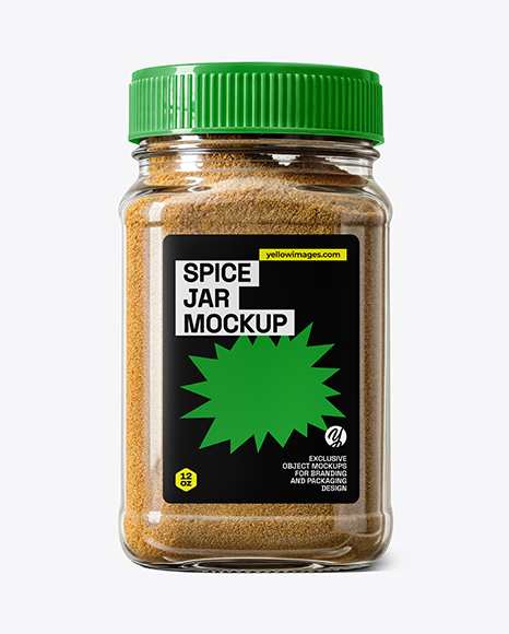 Square Glass Jar with Ground Cumin Mockup - Realistic mockups