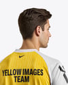 Soccer Goalkeeper Wearing Long Sleeve Jersey and Shorts Mockup