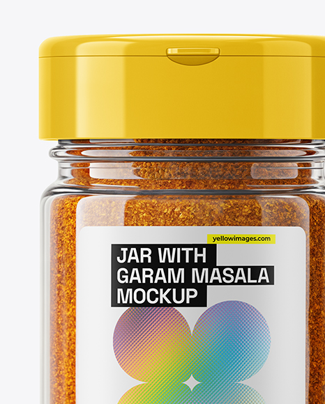 Glass Jar with Garam Masala Seasoning Mockup