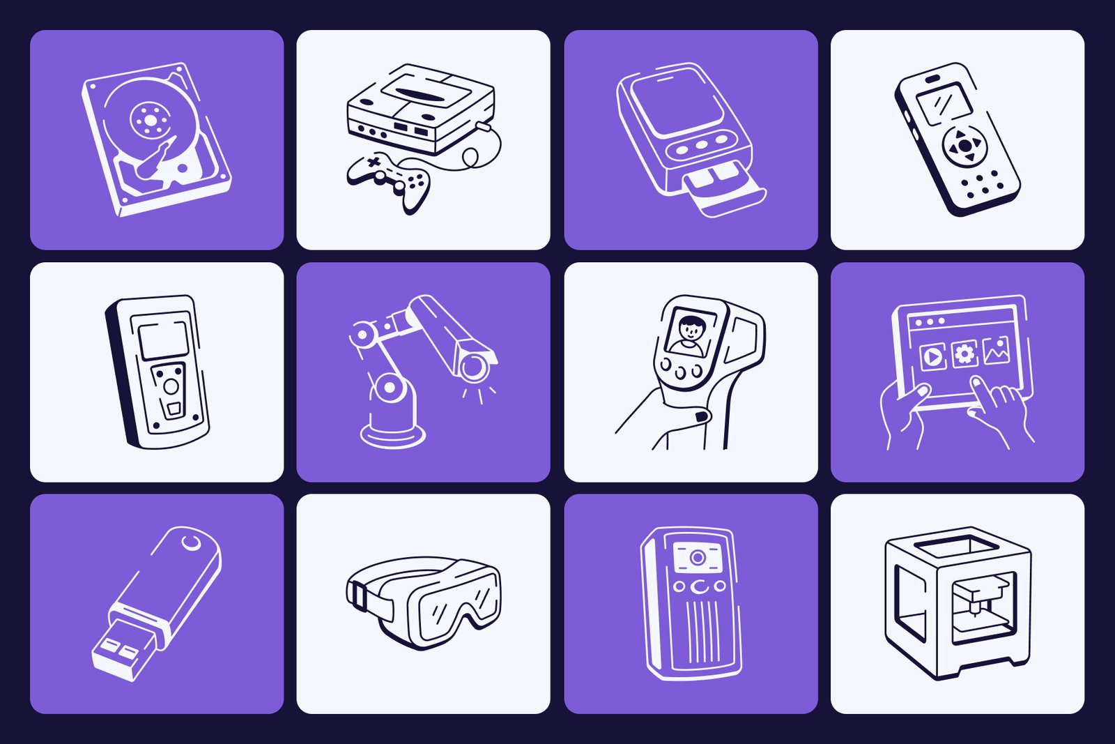 Technology Doodle Icon Set