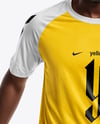 Soccer Player Wearing Raglan Jersey and Shorts Mockup