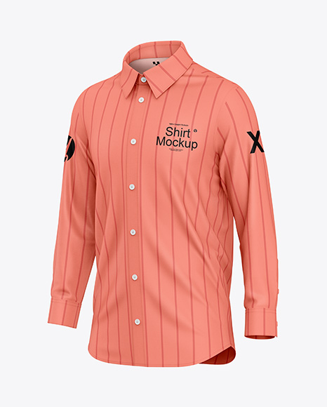 Men's Long Sleeve Shirt Mockup - Half Side View