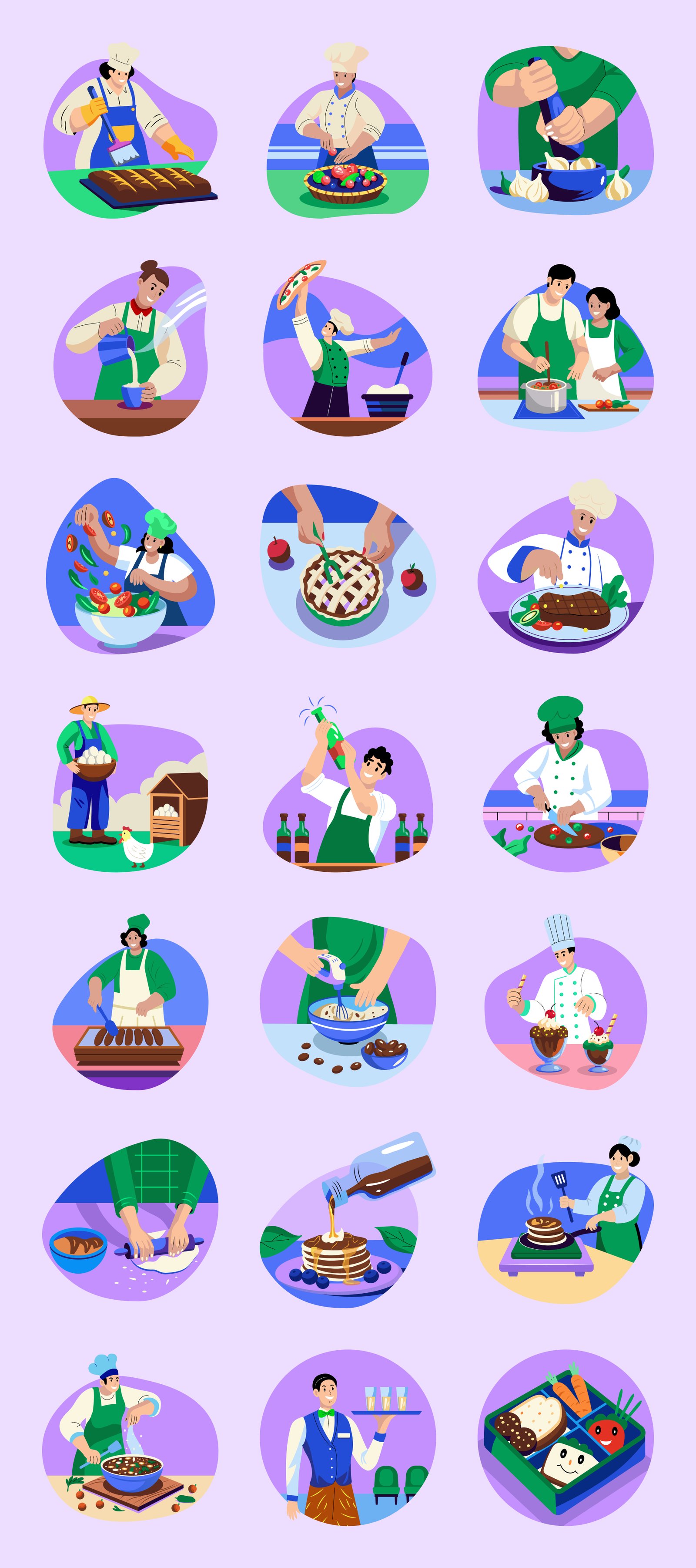 Cooking and Food Illustration Set