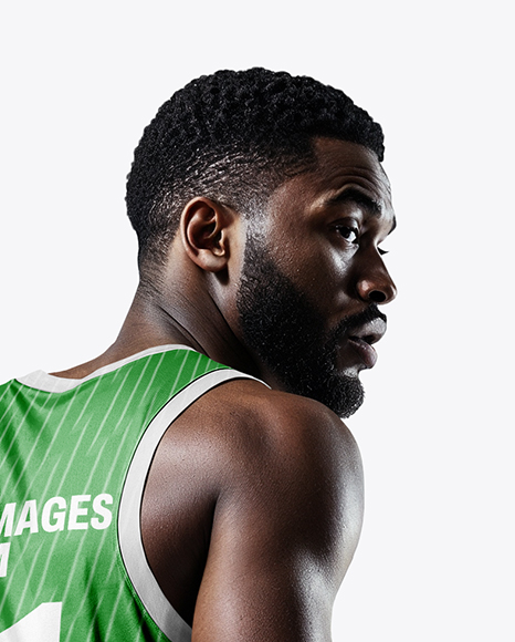 Black Man Wearing Full Basketball Kit Mockup