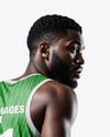 Black Man Wearing Full Basketball Kit Mockup