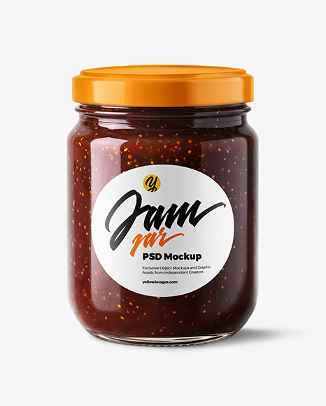 Clear Glass Jar with Fig Jam Mockup - Realistic mockups