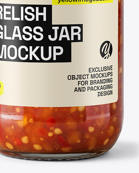 Glass Jar with Sweet Relish Sauce Mockup