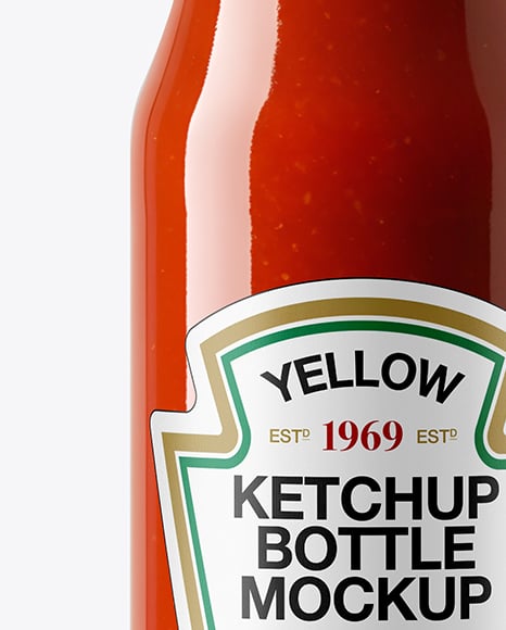 Clear Glass Tomato Ketchup Bottle Mockup