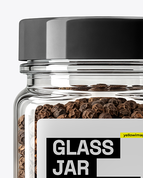 Square Spice Jar with Whole Black Pepper Mockup