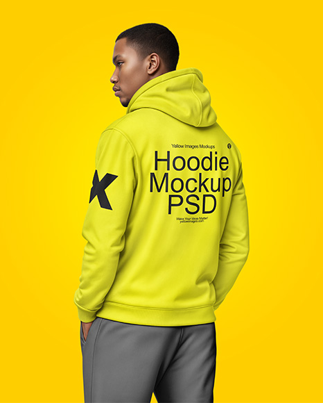 Black Man Wearing a Hoodie and Pants Mockup