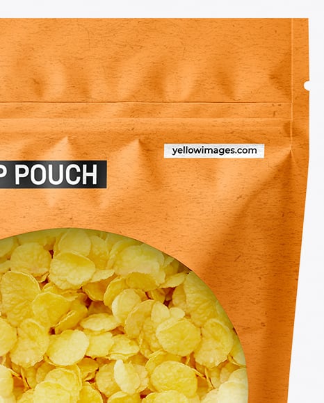 Kraft Stand-up Pouch w/ Corn Flakes Mockup