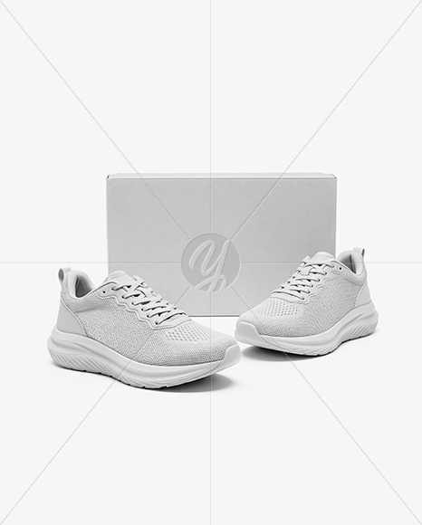 Running Shoes with Box Mockup