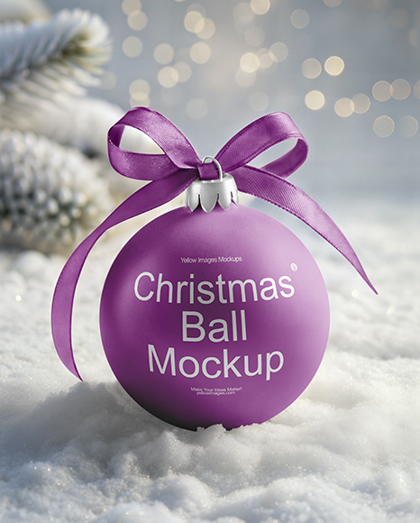 Matte Christmas Ball with Bow Mockup
