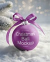 Matte Christmas Ball with Bow Mockup