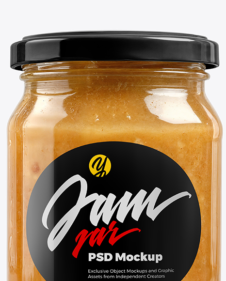 Clear Glass Jar with Apple Butter Mockup