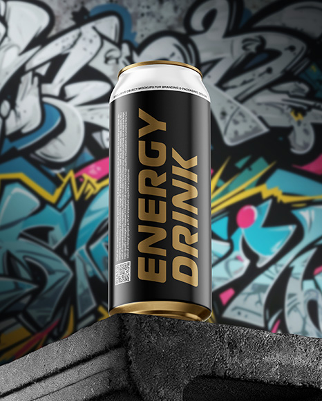 16oz Aluminium Can with Matte Finish on the Block Mockup