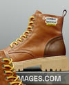 Pair of Women's Combat Boots with Shoe Box Mockup