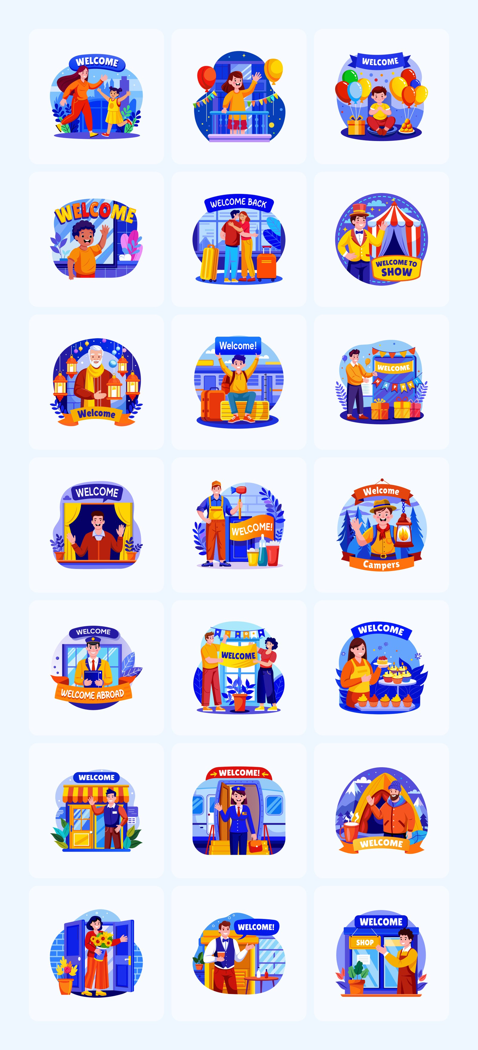 Welcome Illustration Art Set