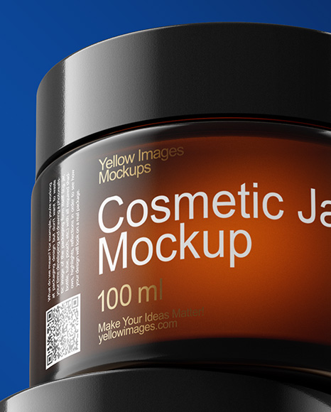 Two Amber Cosmetic Jars on the Glass Mockup