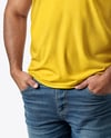 Plus Size Male Model Wearing Polo Shirt and Jeans Mockup