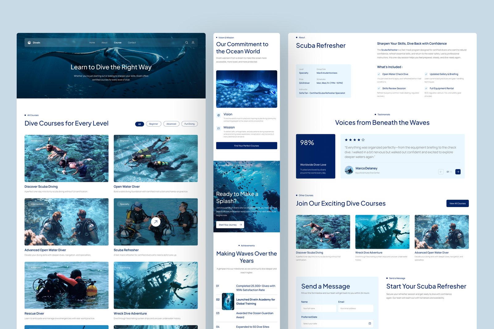 DiveIn – Scuba Diving Website UI Figma Template