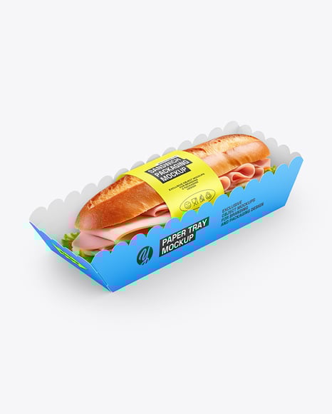 Paper Tray with Sandwich in Paper Sleeve Mockup - Contact+paper+for+countertops