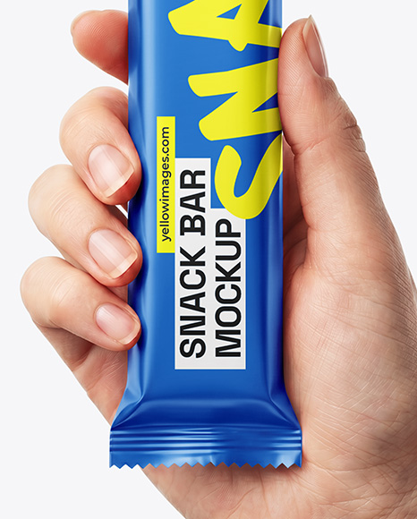 Matte Snack Bar in a Hand Mockup