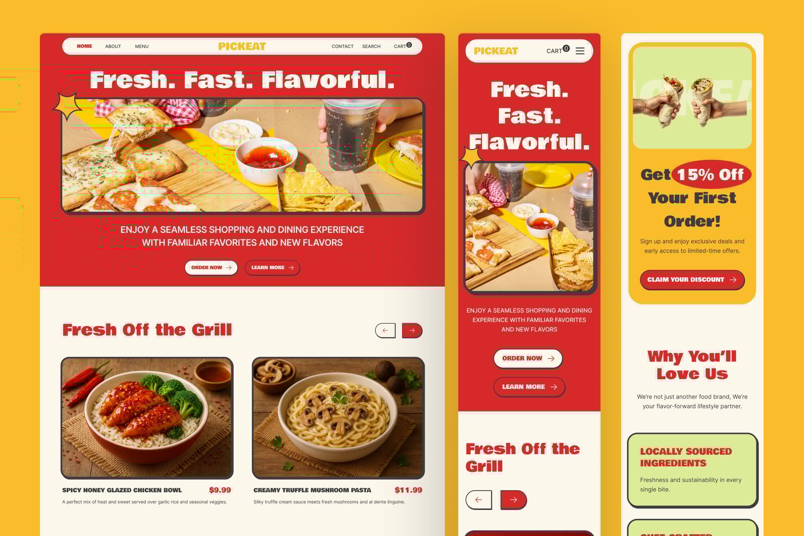 PickEat – Food Retail &amp; E-Commerce Website UI Figma Template