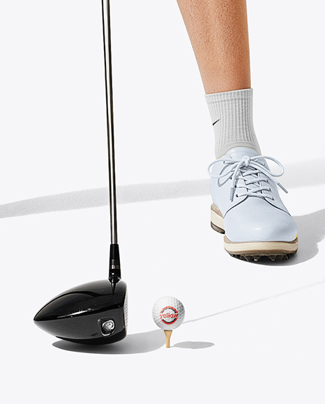 Woman Wearing Golf Shirt and Skirt Mockup