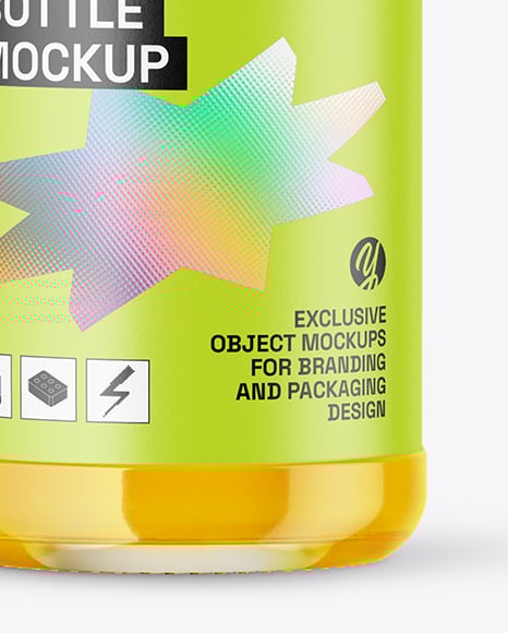 Clear Glass Bottle With Orange Juice Mockup