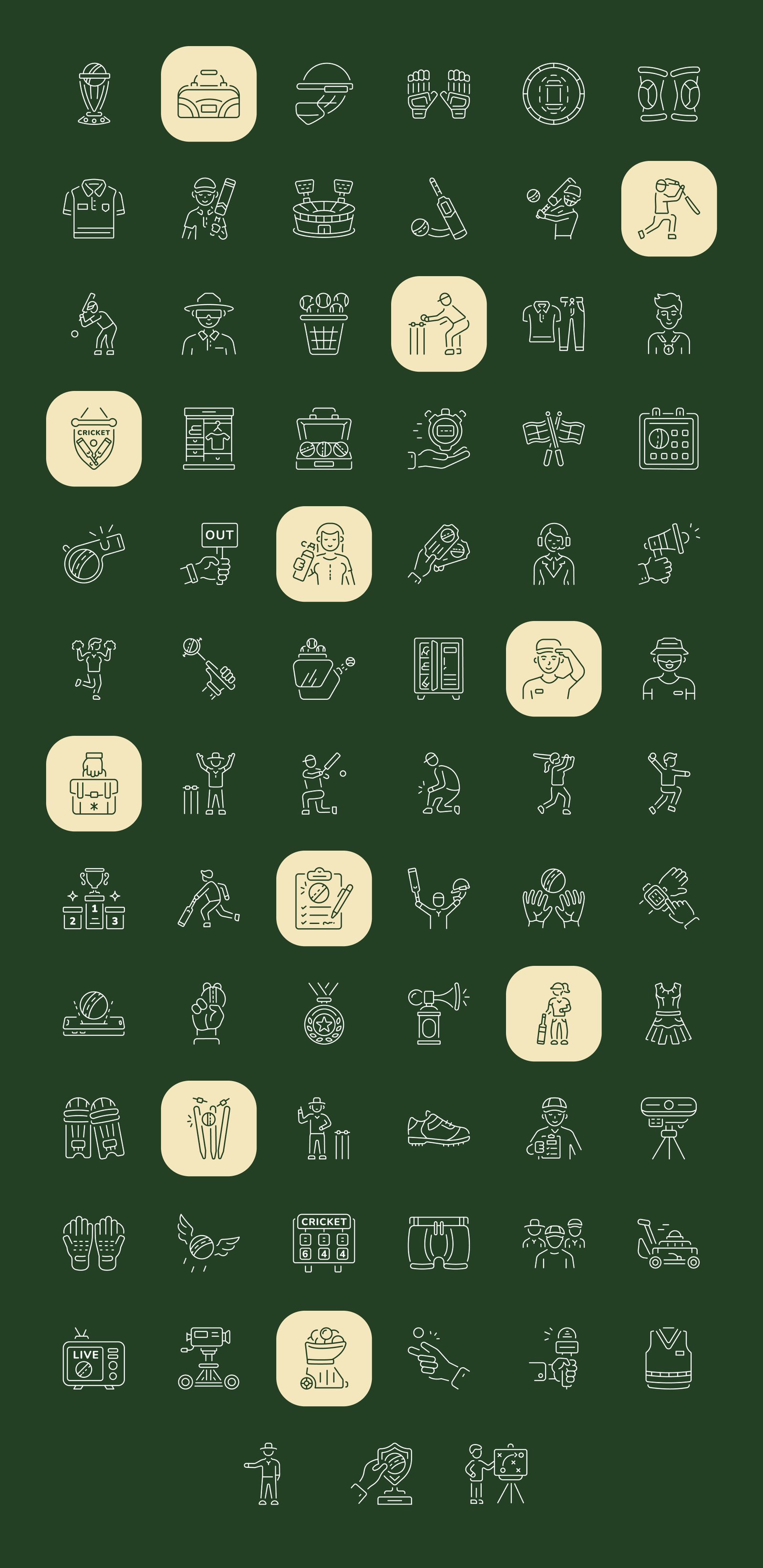 Cricket Icon Art Set