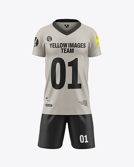 Kids V-Neck Sports Kit Mockup - Front View
