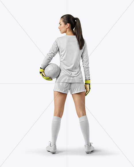 Female Goalkeeper Wearing Long Sleeve Soccer Jersey Mockup