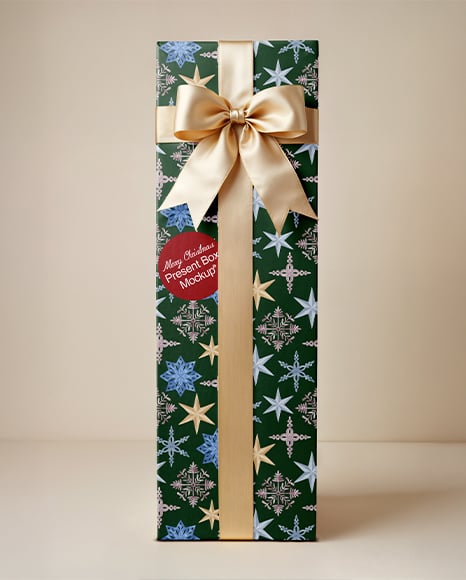 Rectangular Gift Box with Bow Mockup - Packaging mockups