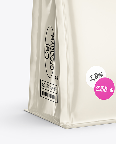 Glossy Food Bag Mockup - Half-Side View