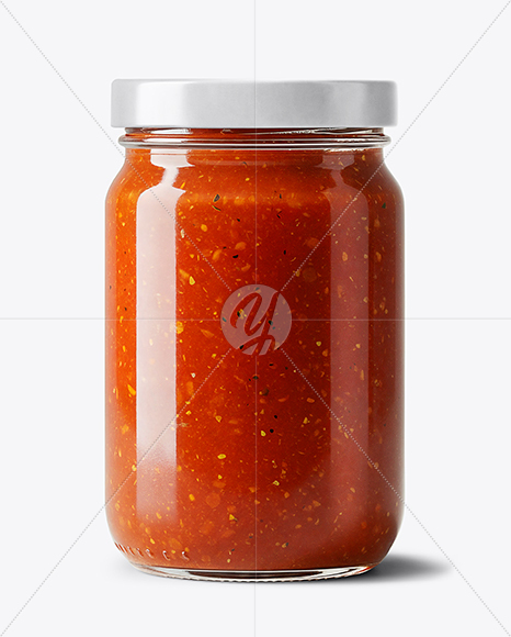 Glass Jar with Marinara Sauce Mockup