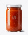 Glass Jar with Marinara Sauce Mockup